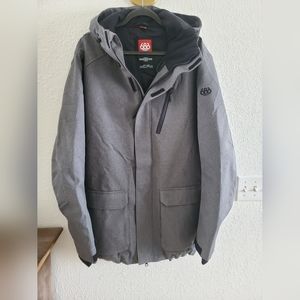 686 SIX EIGHT SIX ETEX SNOWBOARD SKI JACKET MENS Grey TWILL Large NWOT
